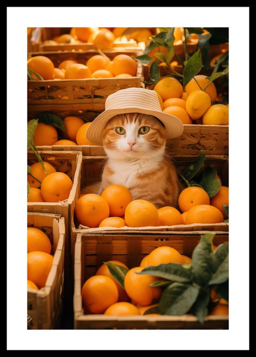 Plakat 30x45cm Kot w Pomarańczach