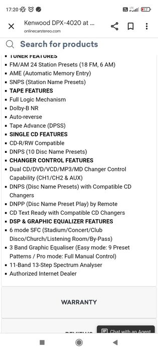 Radio samochodowe Kenwood DPX 4020 , 2 DIN ,