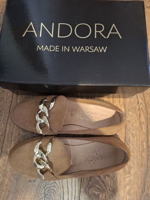 Mokasyny beżowe ANDORA skóra naturalna r. 37