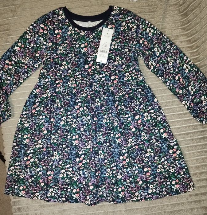 Sukienka dziewczęca 104 George kwiaty granatowa