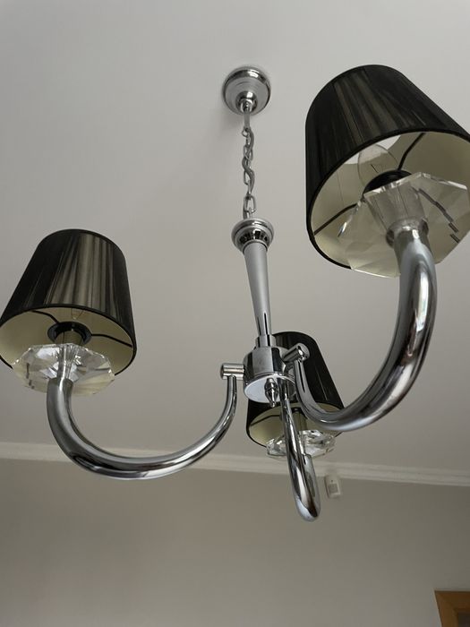 Żyrandol glamour, czarny z kryształami