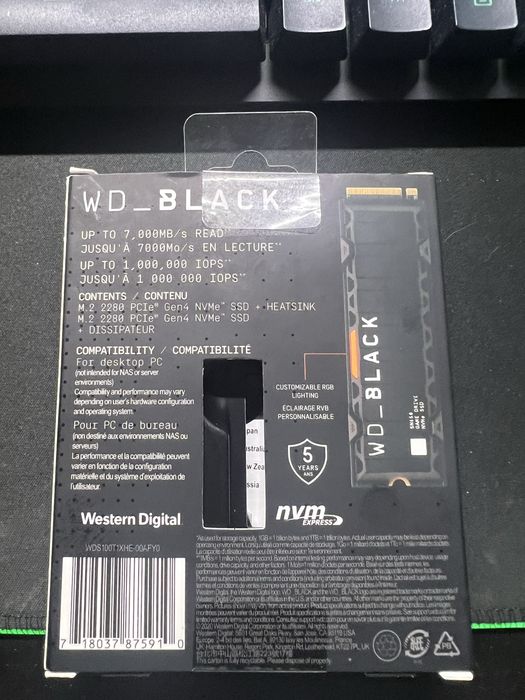 SSD NVMe M.2 Western Digital Black SN850 1TB com Heatsink PS5 / PC