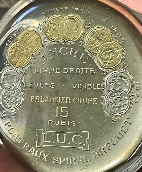 Relógios: Chopard LUC prata 1935 de bolso; e de pulso "Helvetia" (swiss made]