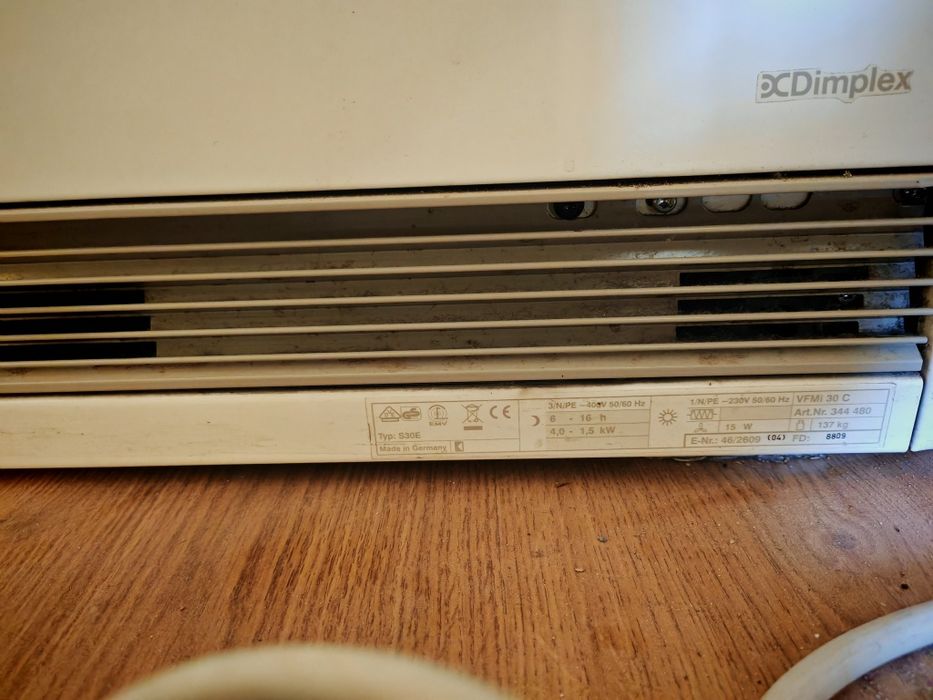Piec akumulacyjny Dimplex VFMi 20C (2kW) i 30C (3kW) – Komplet, Sprawne