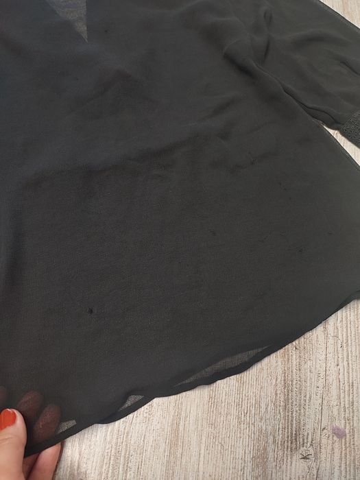 Mango Suit 38 M bluzka damska prześwitująca żabot falbana elegancka