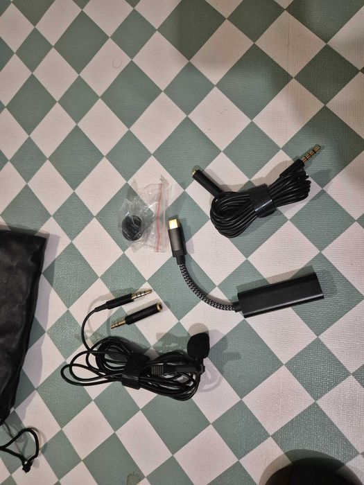 Microfone de lapela macho de 3,5 mm + adaptadores para mobile + extensor 3 metros