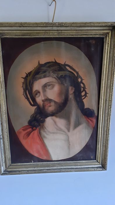 Stary obraz sakralny Jezus. Oleodruk