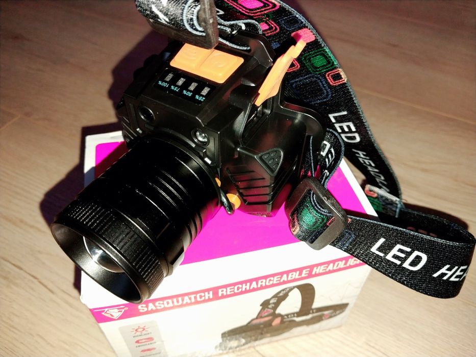 Ліхтарик налобний з дитектором руху. USB pawerbank. Зарядка tape-c