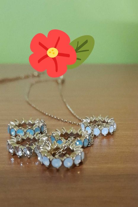 Colar com banho -  Prata Turquesa - Pingentes