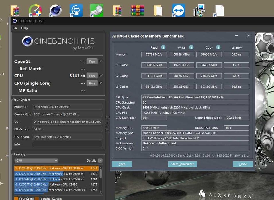 Xeon e5 2699v4 (22/44) - [2,2-3,6Ghz boost] 55mb кэш L3, 2011-3 сокет