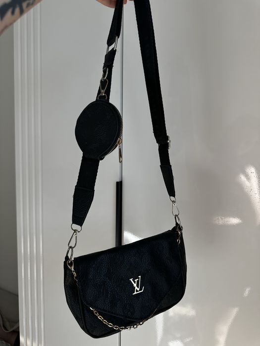 Черная сумка через плечо с кошельком (LV style)