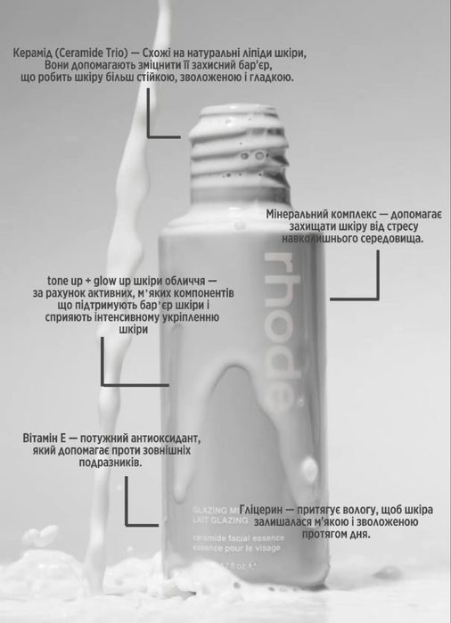 Rhode glazing Milk з керамідами Молочна есенція для відновлення+Glow