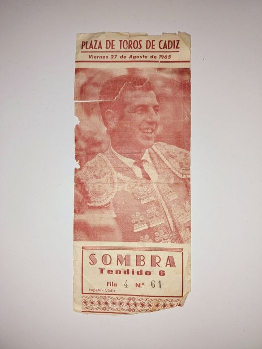 Bilhete Tourada Antigo - 1965