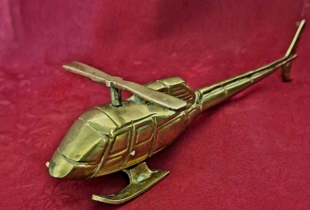 Mosiądz,  ładny,  stary , mosiężny helikopter  21cm