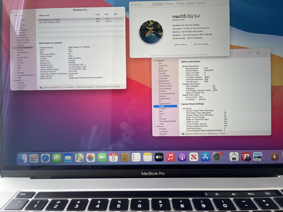 Максимальний Macbook Pro 16" i9 2020 p. RAM 64GB GPU 5500-8GB