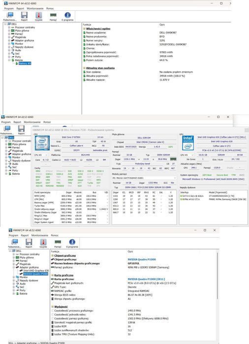 Dell Precision 7530 i7 8750 / 32GB / Nvidia Quadro P1000 4GB / 256 GB / 1 TB