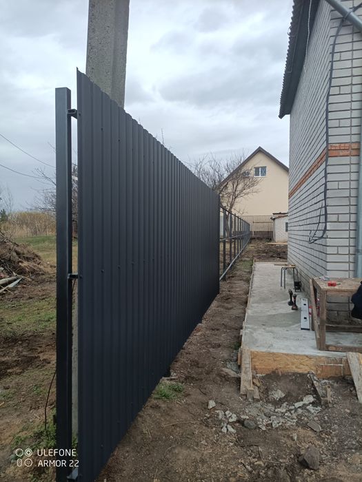 Забор с профнастила.Установка