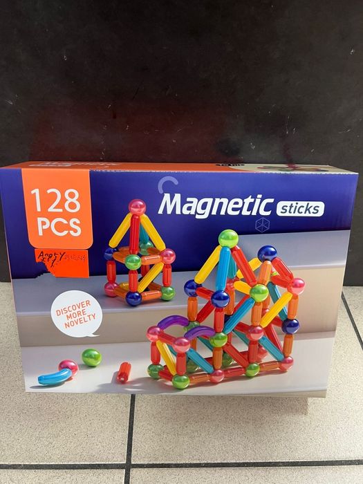 Klocki Magnetyczne 128 el. Zestaw Konstrukcyjny Magnetyczne Sticks Kre