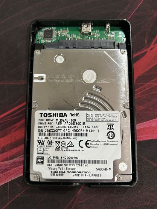 Disco externo hdd 1TB 54000 RPM + caixa adaptadora hdd para disco externo