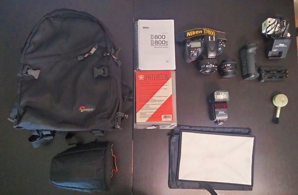 Nikon D800 como nova lentes battery grip mochila tripé