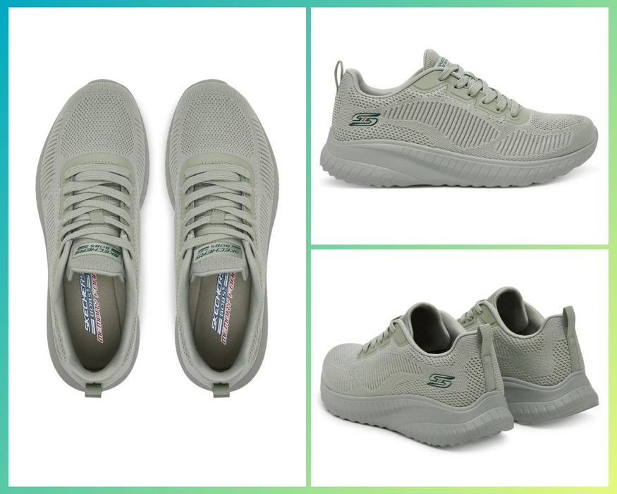 Кросівки літні жіночі СКЕТЧЕРС (SKECHERS Bobs Squad Sport) олива сітка