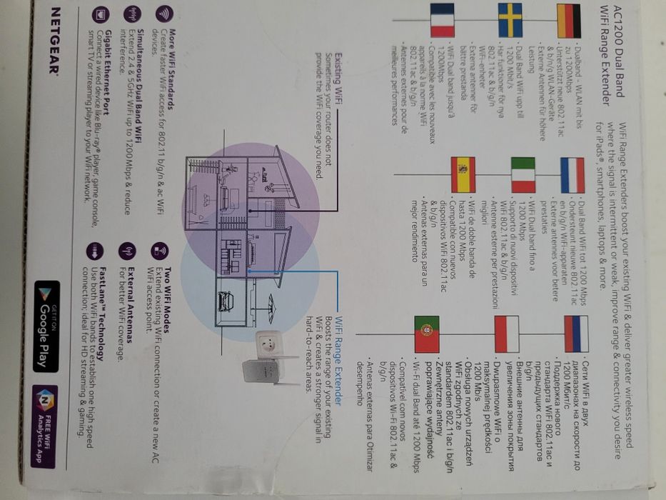 Wzmacniacz wifi NETGEAR AC 1200 DUAL BAND EX6150 V2