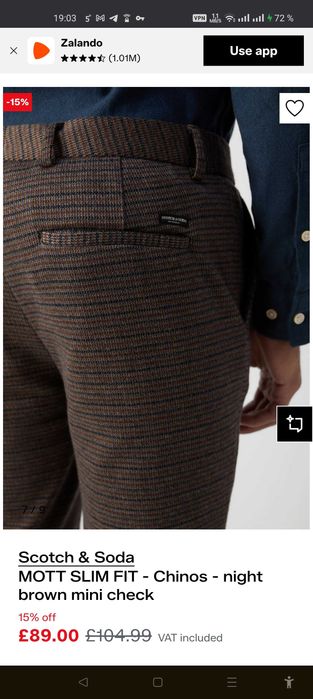 Джинсы (chino Scotch&Soda Mott Дания w32 stretch checked.