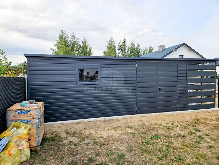 Schowek Domek Ogrodowy 6,5X2,5M Antracyt Grafit Dach Spad W Tył Ts841