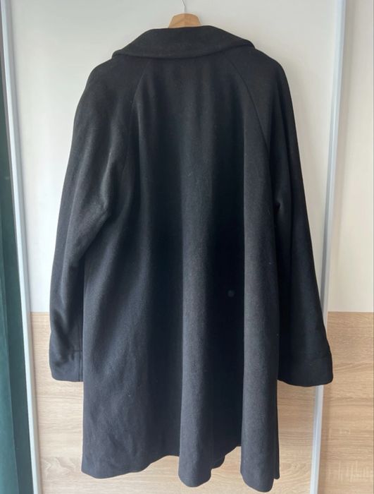 Długi czarny płaszcz wełna kaszmir oversize