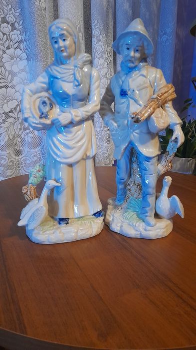 Stare figurki Kolekcjonerskie antyki babcia i dziadek gęsi