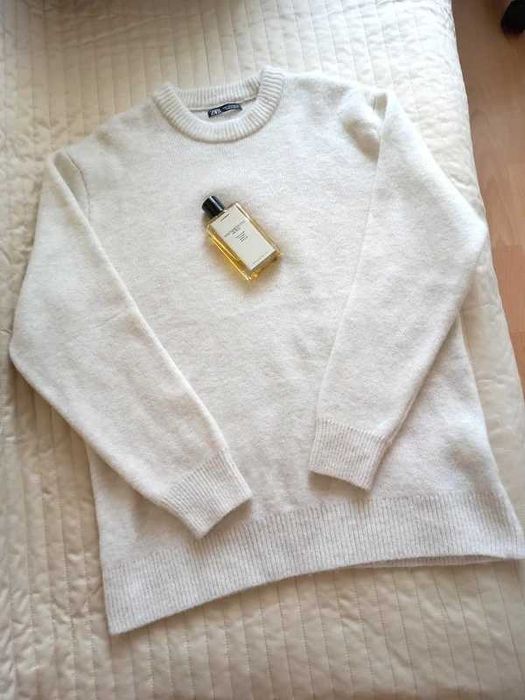 Zara kremowy sweter z wełną quiet luxury L 40