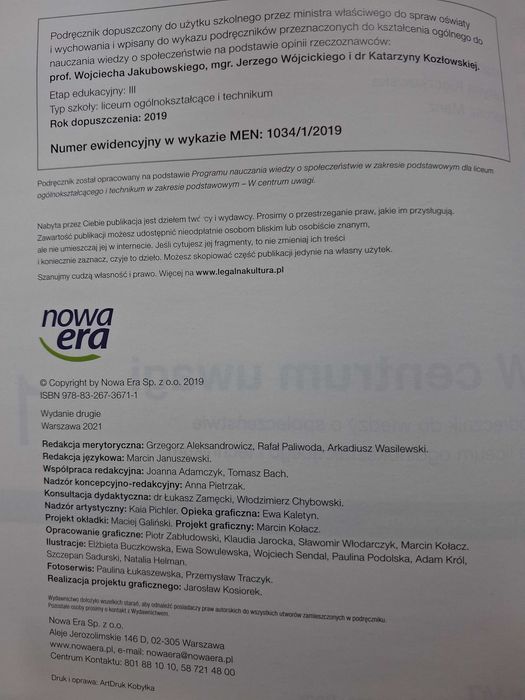 W centrum uwagi podręcznik do wiedzy o społeczeństwie  kl. 1