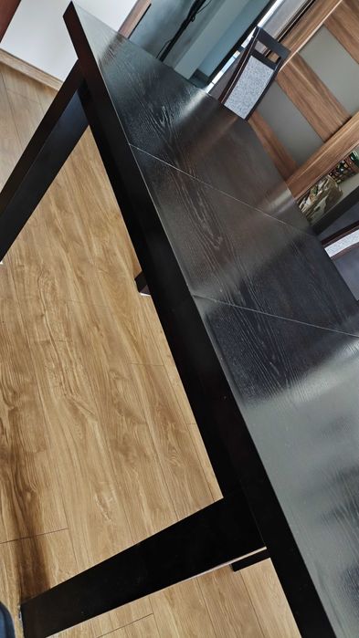 Stół z krzesłami, zestaw stół + 4 krzesła, kolor wenge, fornir, drzewo