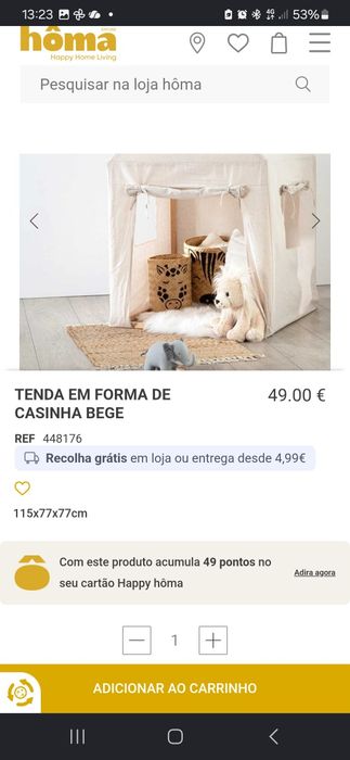 Tenda de criança como nova