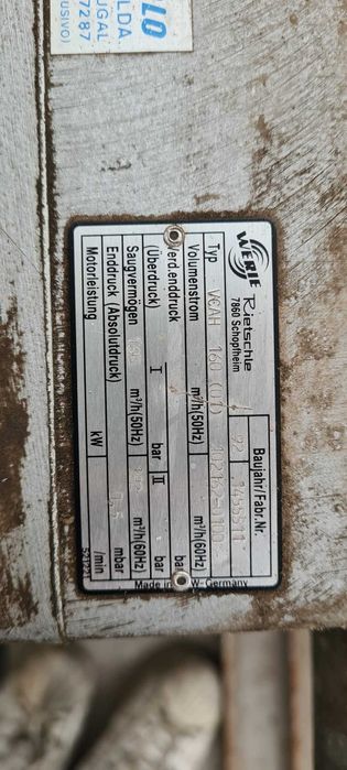 Bomba Vácuo Industrial Rietschle