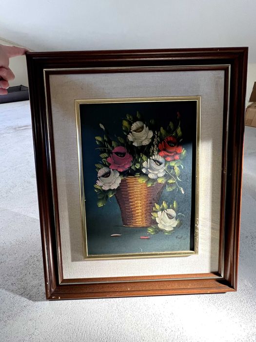 Peça de arte com moldura de madeira