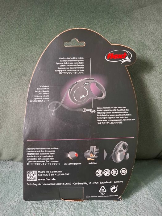 Smycz Flexi New Classic M taśma 5m 25kg czarna nowa