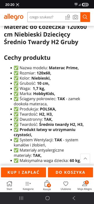 Materac do łóżeczka