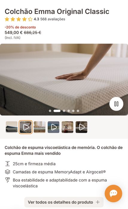 Cama de casal Ikea Hemnes + colchao Emma 180x200