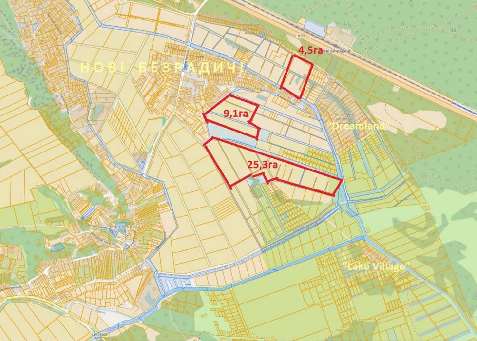 Продаж Ділянки  34,4га +14,34 га, біля  "Dreamland", с. Нові Безрадичі