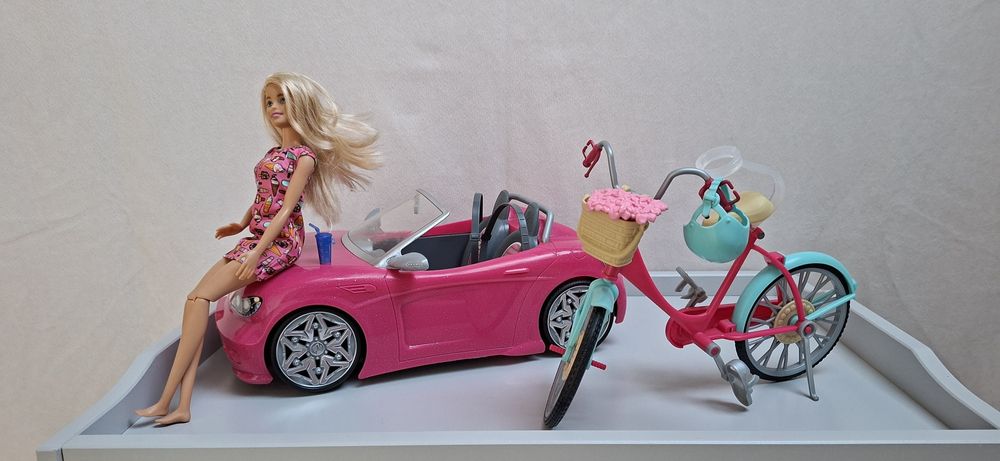 Zestaw BARBIE samochód, rower, lalka