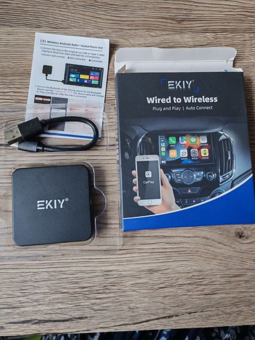EKIY Bezprzewodowy CarPlay i Android Auto adapter do samochodu, telefonu