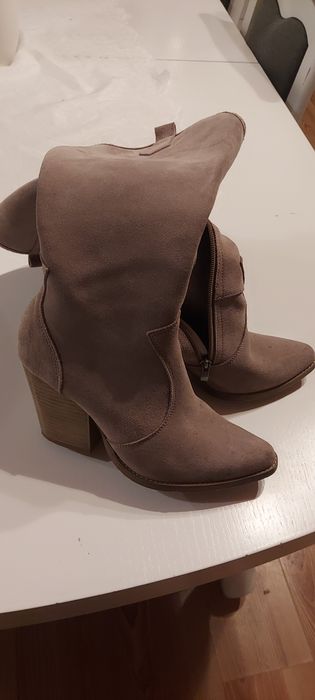 Kozaki kowbojki zamszowa skóra włoska naruralna