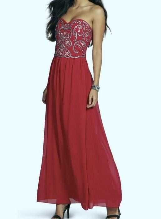 vestido de comprido novo cor vermelha escuro com ou sem alcas