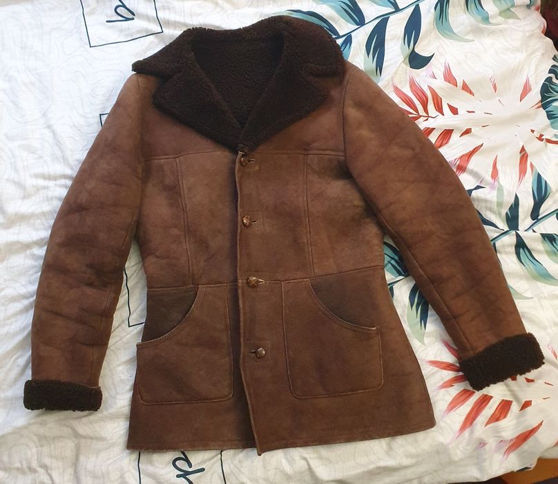 Piękny kożuch męski r. L naturalny zimowy ciepły