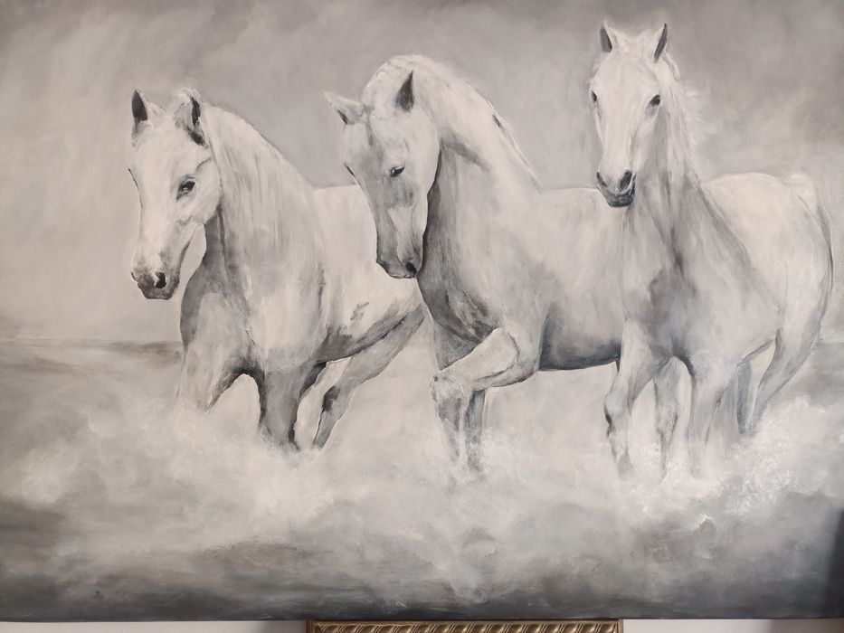 Konie malowane na płótnie praca ręczna