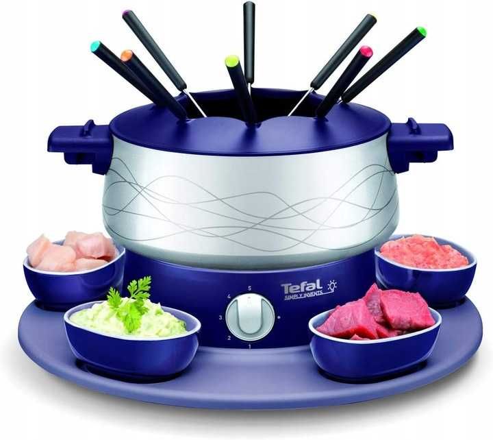 TEFAL ZESTAWY DO FONDUE 1,25 L do 8 osób  - obrotowa taca - 5 miseczek
