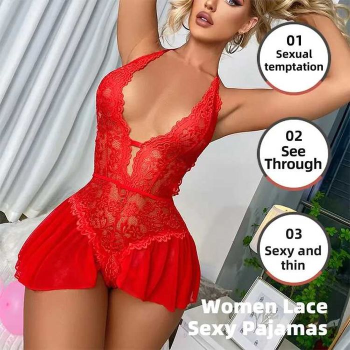 Koronkowe damskie seksowne body w kolorze czerwonym rozmiar XL