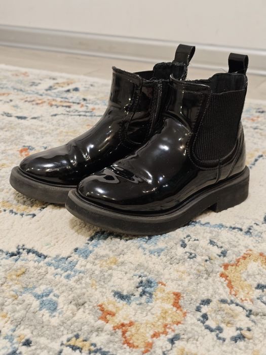 Zara 29 Botki jesienno zimowe buty dziewczęce lakierowane czarne kozak