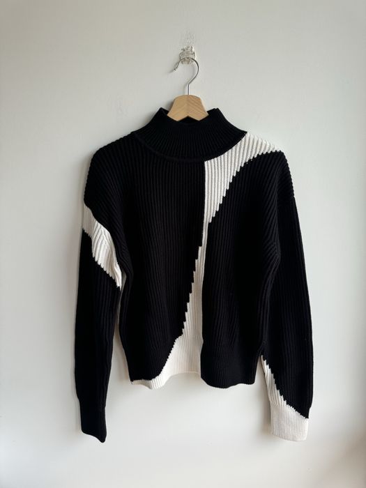 Joseph czarno-biały sweter M 38 Merino półgolf wełna Toteme